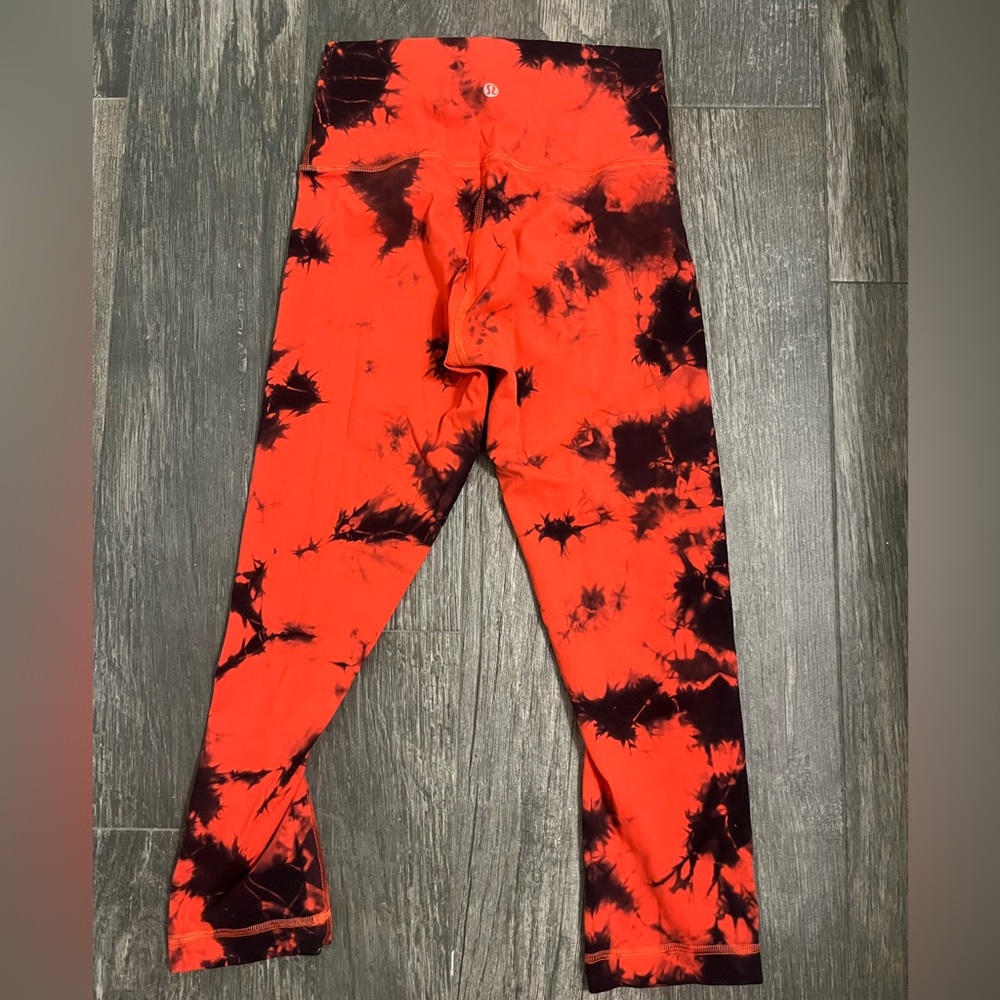Red Tie-Dye lululemon wunder train leggings size 6